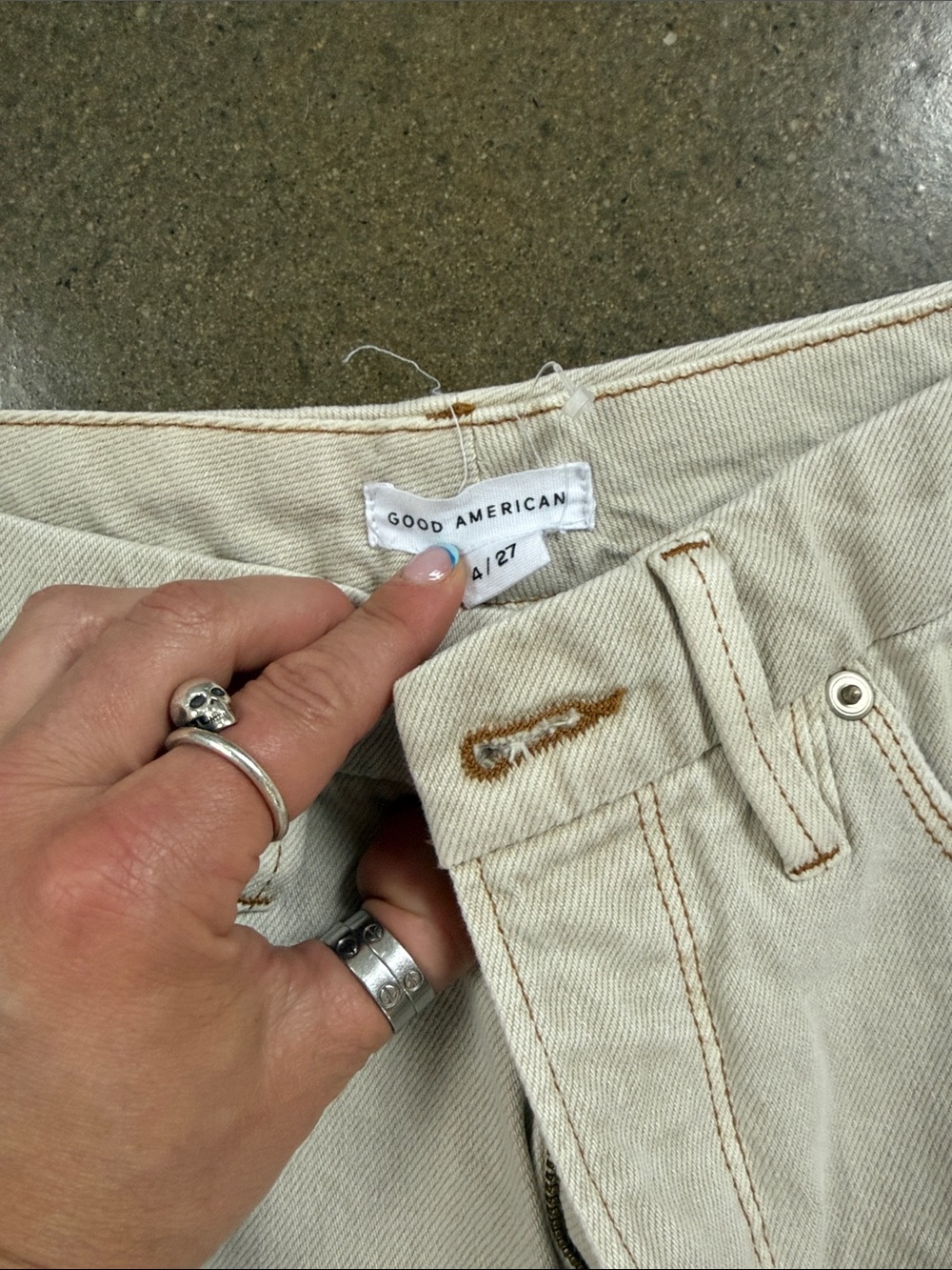 Good American Good 90s Icon straight leg jeans size 4 Bone high rise - Picture 2 of 4